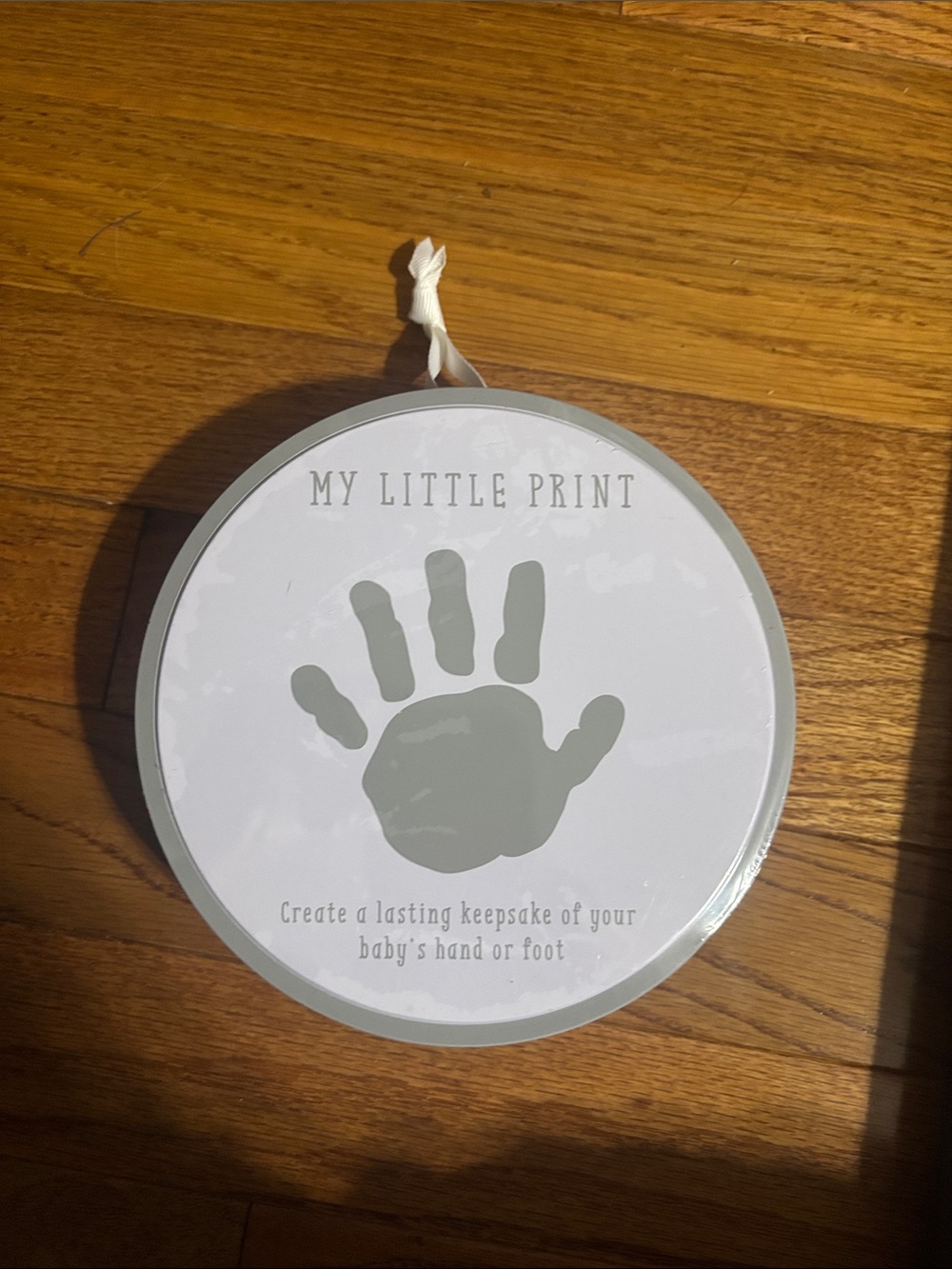 Baby Handprint Keepsake Plaque - Gray